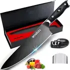 8” Super Sharp Titanium Plated Chef's Knife with Finger Guard and Knife Sharp...