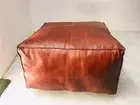 Leather Moroccan Footstool Genuine Pouffe Handmade Boho Ottoman Claasic