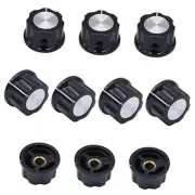 10pcs Potentiometer Knobs 6 mm Dia. Shaft Silver Tone Top Rotary Knobs A02-6mm