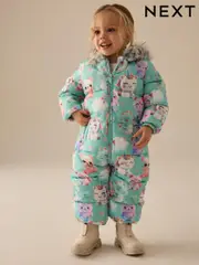 Teal Blue Shower Resistant Printed Snowsuit (3mths-7yrs) (E25287) | $35 - $40