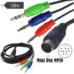 上新迷你DIN 9P連接線MINI DIN 9PI轉3*DC3.5MM紅綠藍音訊線MINI DIN