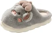 [Generic] Mens Couples Cotton Slippers Autumn Winter Home Warm Shoes Plus Velvet Thick Bottom Cotton Slippers Bathroom Slippers for Men