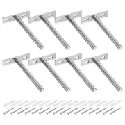 8Pcs 5 Inch Wall Mounting Floating Shelf Bracket Blind Shelf Support, Silver
