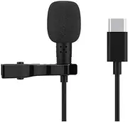 Wired Microphone, 2-Channel Computer Phone, Portable, Comfortable Collar, Broadcasting Microphone, O Equipment Black Type-C