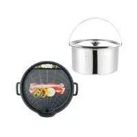 在飛比找PChome24h購物優惠-韓式貝殼形排油烤盤32cm+304不鏽鋼料理提鍋24cm