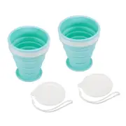 2pcs Collapsible Water Bottle, 200mL Travel Folding Cup for Camping, Blue