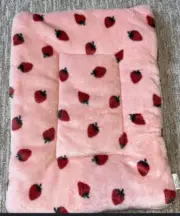 Strawberry Print Cat Dog Pet Crate Mat Bed Pad Soft Plush New Kitten Bed Puppy