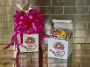 Mother’s Day Gift Basket-Box Hershey’s Miniature Chocolate Bars With Pink Bow