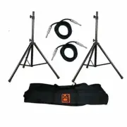 MR DJ SS750PKG Speaker Stand with Road Carrying Bag & 1/4" Cable Universal Black