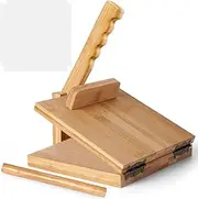 Tortilla Press10 Inch Roti Maker with Rolling Pin Large Bamboo Wood Tortilla Maker with 50 Pieces Parchment Paper