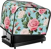 Pink Red Roses Floral Print 2 Slice Toaster Cover Fingerprint Bread Maker Protectors,Kitchen Small Appliance Dust Cover