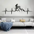 Mountain Bike Heartbeat Wall Sticker Mural Man Mountain Biker Downhill Bicycle