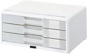 Lion Office Equipment LA4-553LW Letter Case with Keys, Translucent, A4, 3 Tiers, White