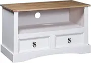 TV Unit 91x43x56 cm Entertainment Unit Wooden TV Cabinet Console Table, Home Bedroom Living Room Entertainment Centre Storage Stand with 2 Drawers and 1 Compartment, White