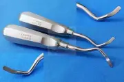 2 MILLER DENTAL TOOTH ROOT ELEVATOR #72+71 ANGLED RIGHT+LEFT ROUNDED FLAT BLADE