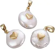 [Crafans] Natural Baroque Pearl Charms, Keshi Pearl Beads Freshwater Pearl Pendants with Copper Wire Wrapped for Jewelry Making