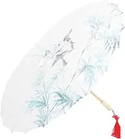 [Healeved] Chinese Style Handheld Umbrella for Dance Performance Durable Photography Umbrella with Retro Patterns for Weddings and Decoration Birds