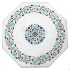 15" Marble Side coffee Table Top Semi Precious Stones Floral Inlay