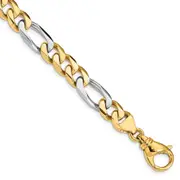 Solid 14K Two-tone Gold 24 inch 8.5mm Hand Polished Fancy Link with Fancy Lobster Clasp Chain Necklace