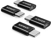 Anker USB-C to Micro USB Adapter [4-Pack], Converts USB Type-C Input to Micro USB, Uses 56K Resistor, Works with Galaxy S8, S8+, S9, MacBook, Sony XZ, LG V20 G5 G6 and More(Black)