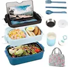 Bento Box Adult, 1500Ml Bento Box for Adults, 2 Tier Lunch Box for Women, Lunch