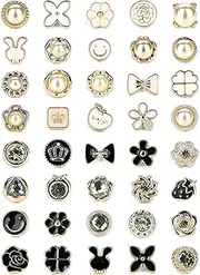 [ALHONLY] 40 Style Cute Enamel Lapel Pin Set,Mini Brooch Pin Badges Cover Up Buttons for Women Shirts,Dresses,Cardigan Collar Safety Pins,Cuff Links,Clothing Bags Accessories Supplies DIY Crafts
