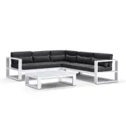 Santorini Package A Outdoor Aluminium Corner Lounge White - Denim Grey
