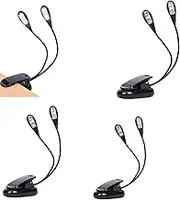 4 Pack Music Stand Lights, Eye Caring Clip-on Piano Light, USB & AAA Battery Operated, LED Book Reading Lamps, 4 Brightness, Ideal for Musician, Kids, Piano, Orchestra, Guitar, Travel (Dual Arm)