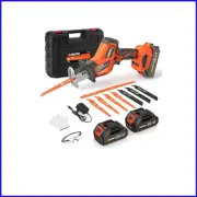 Cordless Reciprocating Saw with Brushless Motor, 8 Blades & 2 Batteries Included