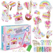 Catzon 15 Pcs Diamond Painting Keychain Kit Unicorn Craft Gift for Kids Ages 6-12