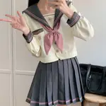 【南梔中】日系原創春夏服短袖JK制服水手服套裝 學院風軟妹學生裝 國中製服百褶裙 JK短裙全套 甜美日系少女