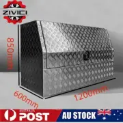 1200x600mm Aluminium Checkerplate Tool Box - Half-Door Heavy Duty Ute/Trailer