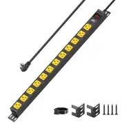 CRST 12 Outlets Long Power Strip, 6 FT Cord Metal Surge Protector Power Strip