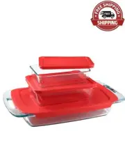 Pyrex Easy Grab and Store Baking Set, Glass,6 Piece