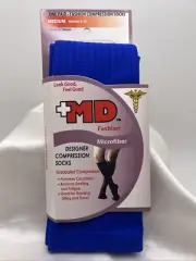 +MD plusMD Fashion Compression Socks Women Medium Microfiber Blue Knee Socks