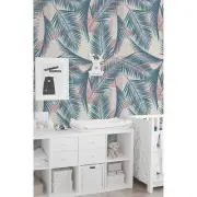 Tropic palm leaf removable Wallpaper pastel mural Self Adhesive Home Decor