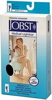 (S, Natural) - JOBST UltraSheer Thigh High with Lace Silicone Top Band, 20-30 mmHg Compression Stockings, Closed Toe, Small, Natural