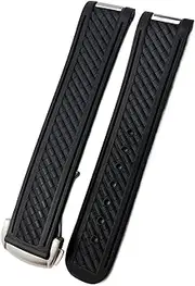 KKFAUS Watch Band for Omega SEAMASTER 300 AT150 DE Ville SPEEDMASTER Soft Silicone Rubber Watch Strap Watch Accessories Watch Bracelet (Color : 22mm, Size : Gold Buckle)