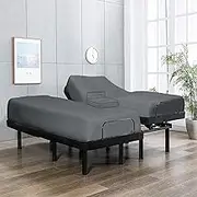 Split Queen Size Fitted Sheet-Premium Hotel Quality - Fitted Sheet Only - Adjustable Bed Fitted Sheets-15 Inch Deep Pocket Fitted Sheet-Dark Grey Bottom Sheet-Ultra-Soft Microfiber Fitted Sheet only