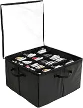 DJAPWPX Shoe Storage Box with Divider Dustproof Shoe Storage Bins with Clear Lid and Handle Foldable Shoe Organizer Containers Large Up Fits 20 Pairs for Home Closet 20.4×20.4×12.99in