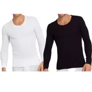 2x Holeproof Aircel Thermal Mens T-shirt Long Sleeve Black White Tee Top MYPU1A Base Layer
