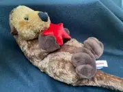 Aurora Otto Sea Otter with Red Starfish, Brown, plush stuffed toy new with tags