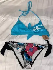 O’Neill 2 Piece Swimsuit Flagship Bikini Top & Pool Party Retro Bottom S (C12)