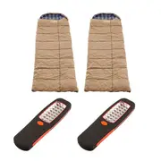 2x Premium Sleeping bag -5°C Left Right Zipper + Illuminator 24 LED Work Light