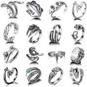Nevenka 16 Pcs Vintage Open Frog Rings Set Knuckle Stacking Ring Snake Ring Boho Finger Rings for Women Men Girls