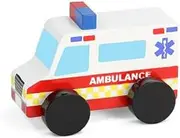 Keycraft Majigg Wooden Emergency Vehicle 10cm (Random Vehicle Sent) - Elasticated Wooden Robots with poseable Joints, Designed for Hours of Sensory Fun