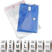 200 Pcs Resealable Poly Clear Shirt Bags with 7 Sizes 3500 Pcs Clothing Size Stickers Labels Self Sealing Plastic Bag for Small Businesses Packaging T Shirts Retail Storage(9 x 12 Inch)