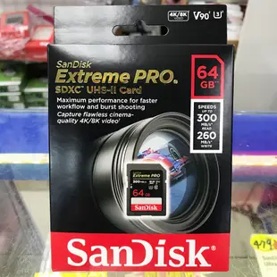 SanDisk Extreme PRO UHS-II SDXC SD 64G 64GB 300MB U3 高速記憶卡