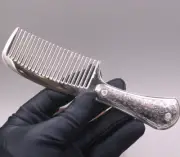 999 Fine Silver Pure Silver Hair Comb Fu Long Handle Hair Care 6.29inchL/78-79g