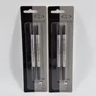 2X PARKER QUINK Rollerball Pen Ink Refills, Medium, Black, (2 Refills Per Pack)